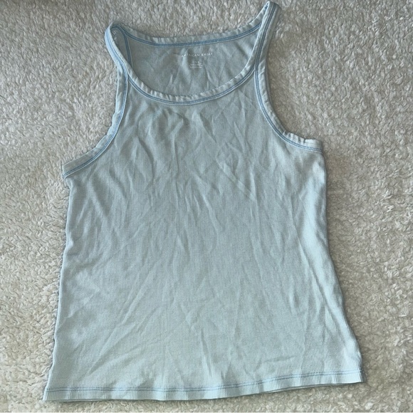 American Eagle Mock Neck Tank Top Large Light Blue - Picture 2 of 3